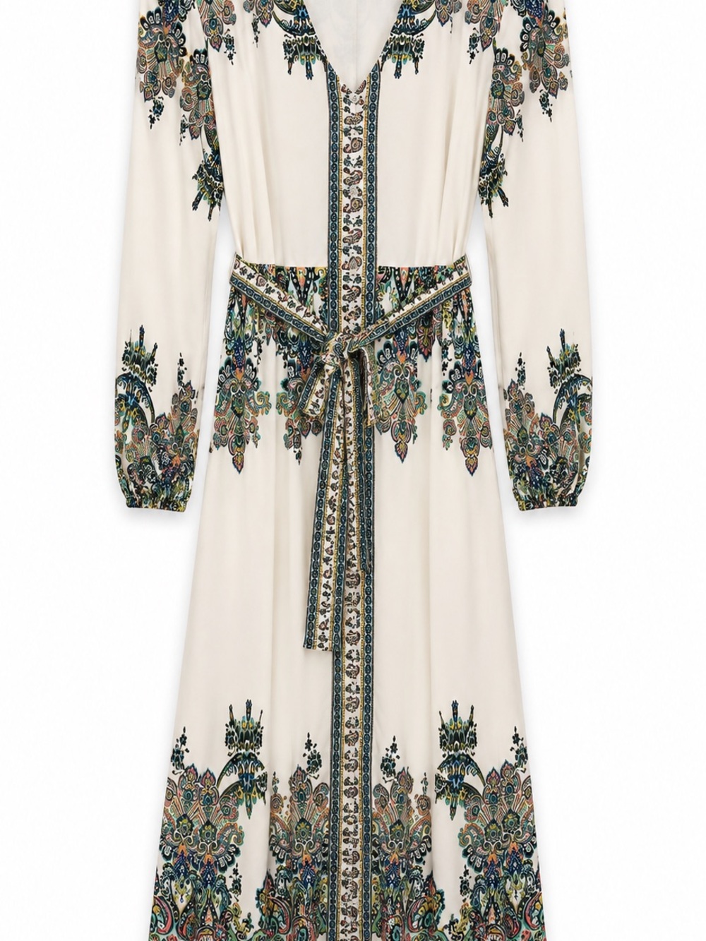 VENUS Cream Maxi Dress with Multicolor Paisley Print